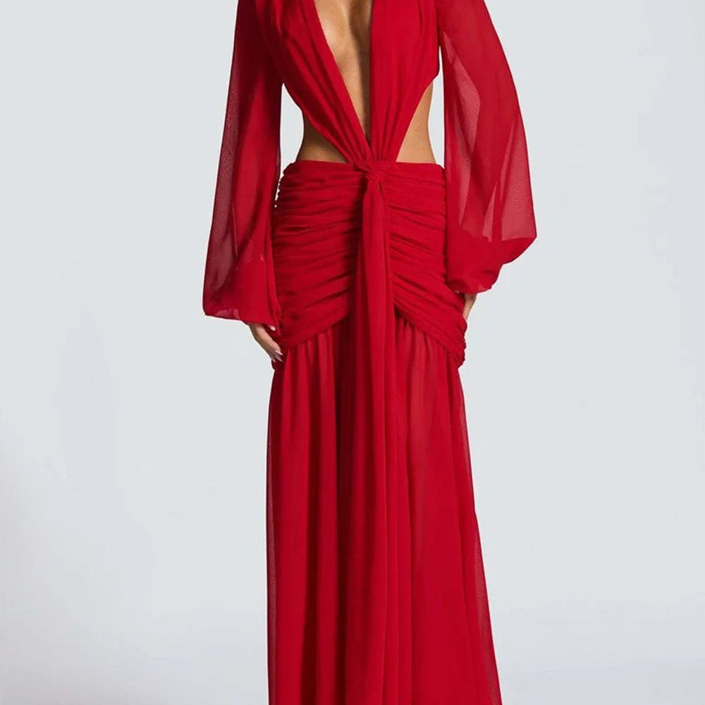 Juliana Deep - V Cutout Maxi Dress - Fashion Pov