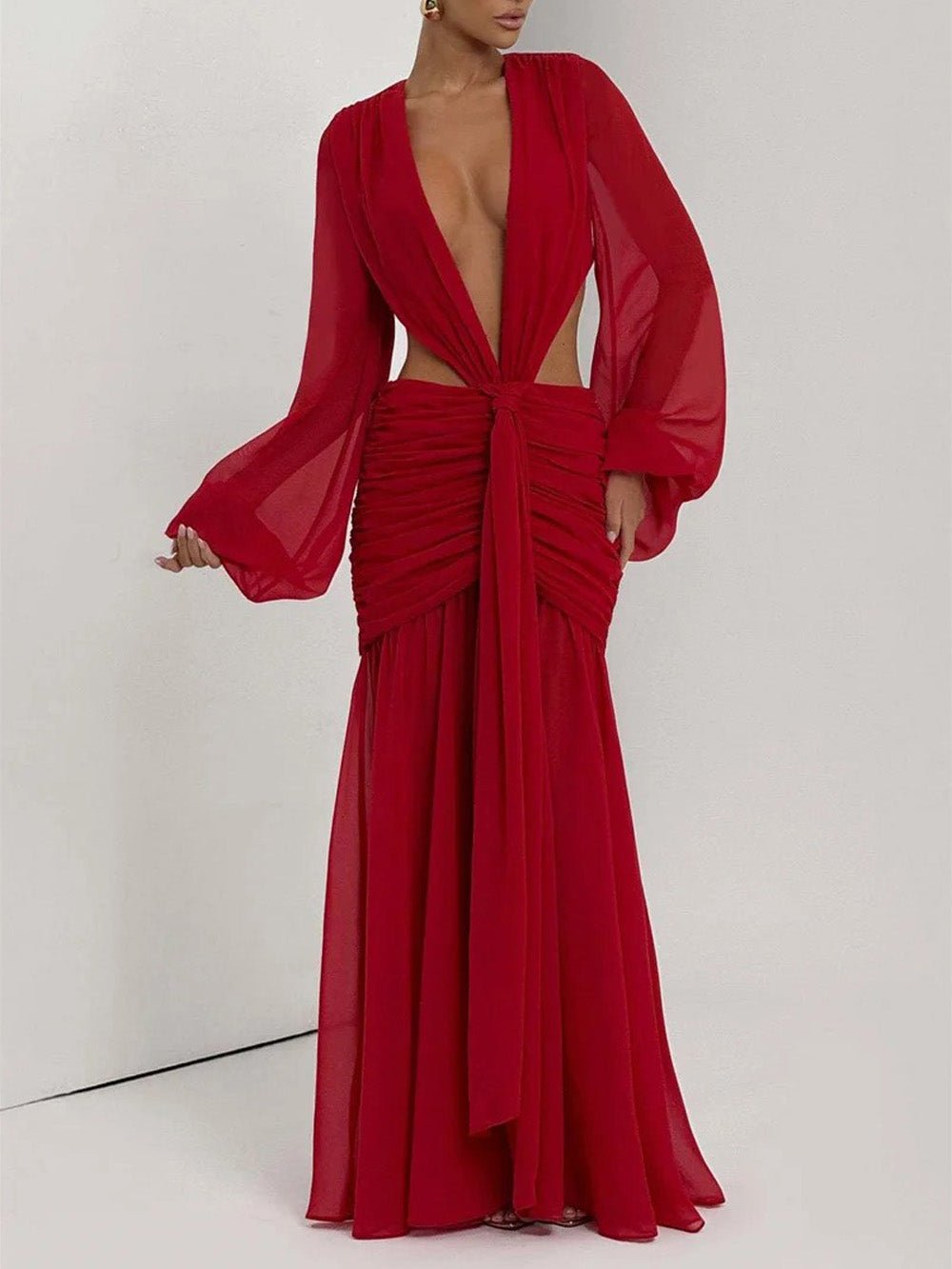 Juliana Deep - V Cutout Maxi Dress - Fashion Pov