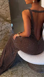Juliette Crystal Mesh Plunge Gown - Fashion Pov