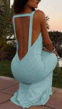 Juliette Crystal Mesh Plunge Gown - Fashion Pov
