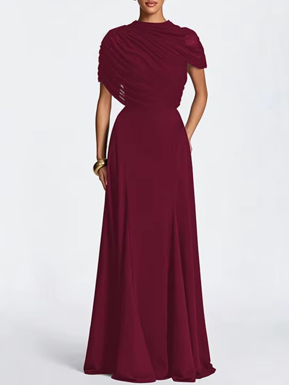 Juliette Draped Shoulder Maxi Dress - Fashion Pov