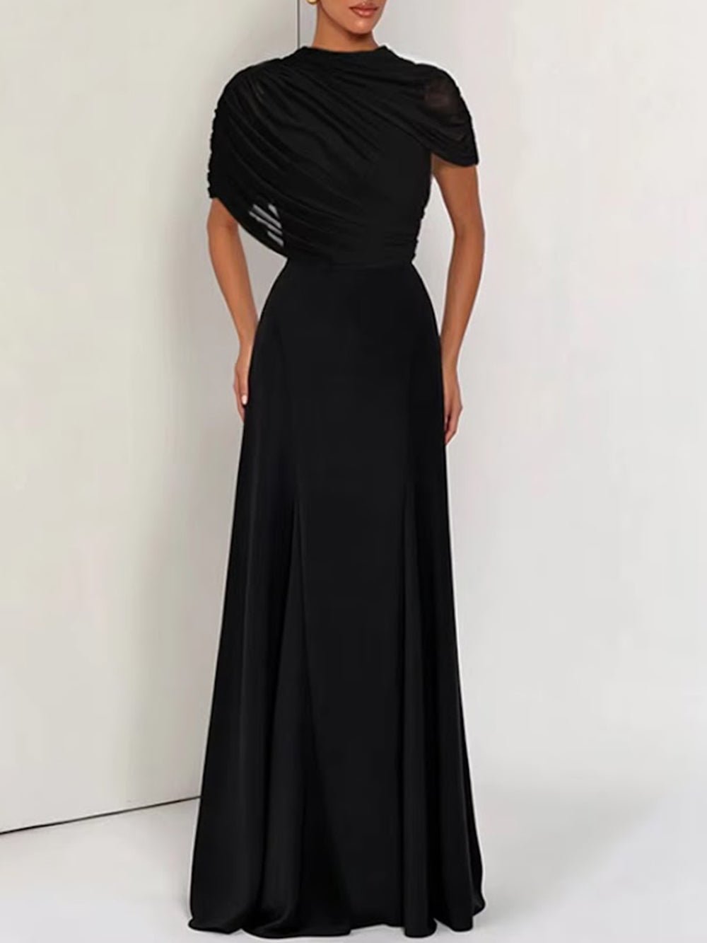 Juliette Draped Shoulder Maxi Dress - Fashion Pov