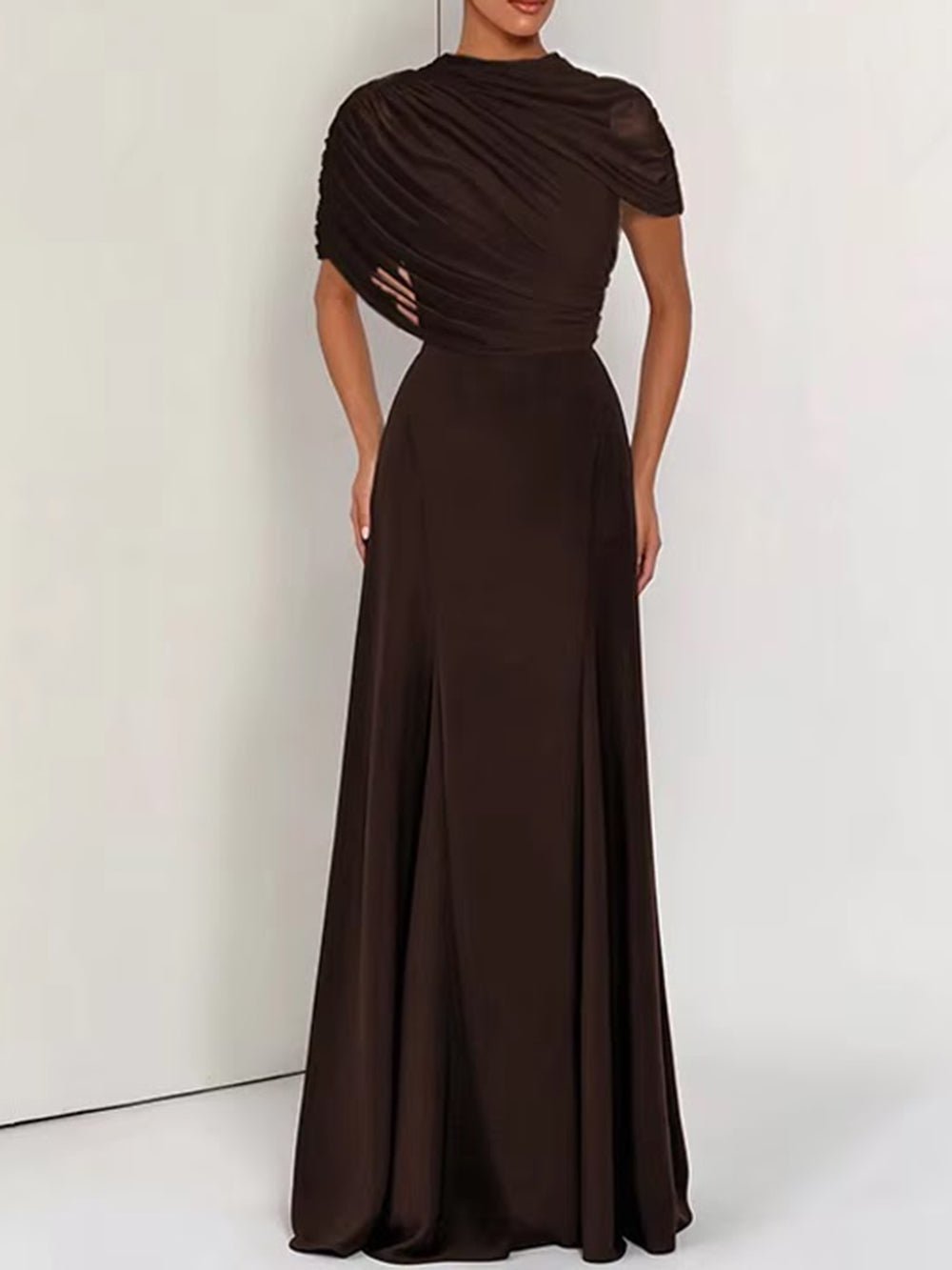 Juliette Draped Shoulder Maxi Dress - Fashion Pov
