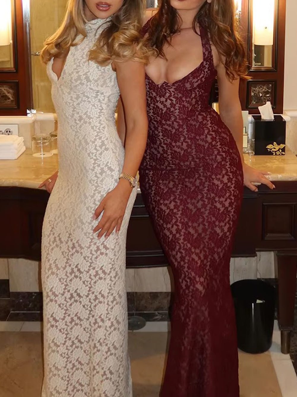 Juliette Lace Keyhole Gown Dress - Fashion Pov