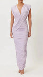Juliette Ruched Plunge Maxi Dress - Fashion Pov