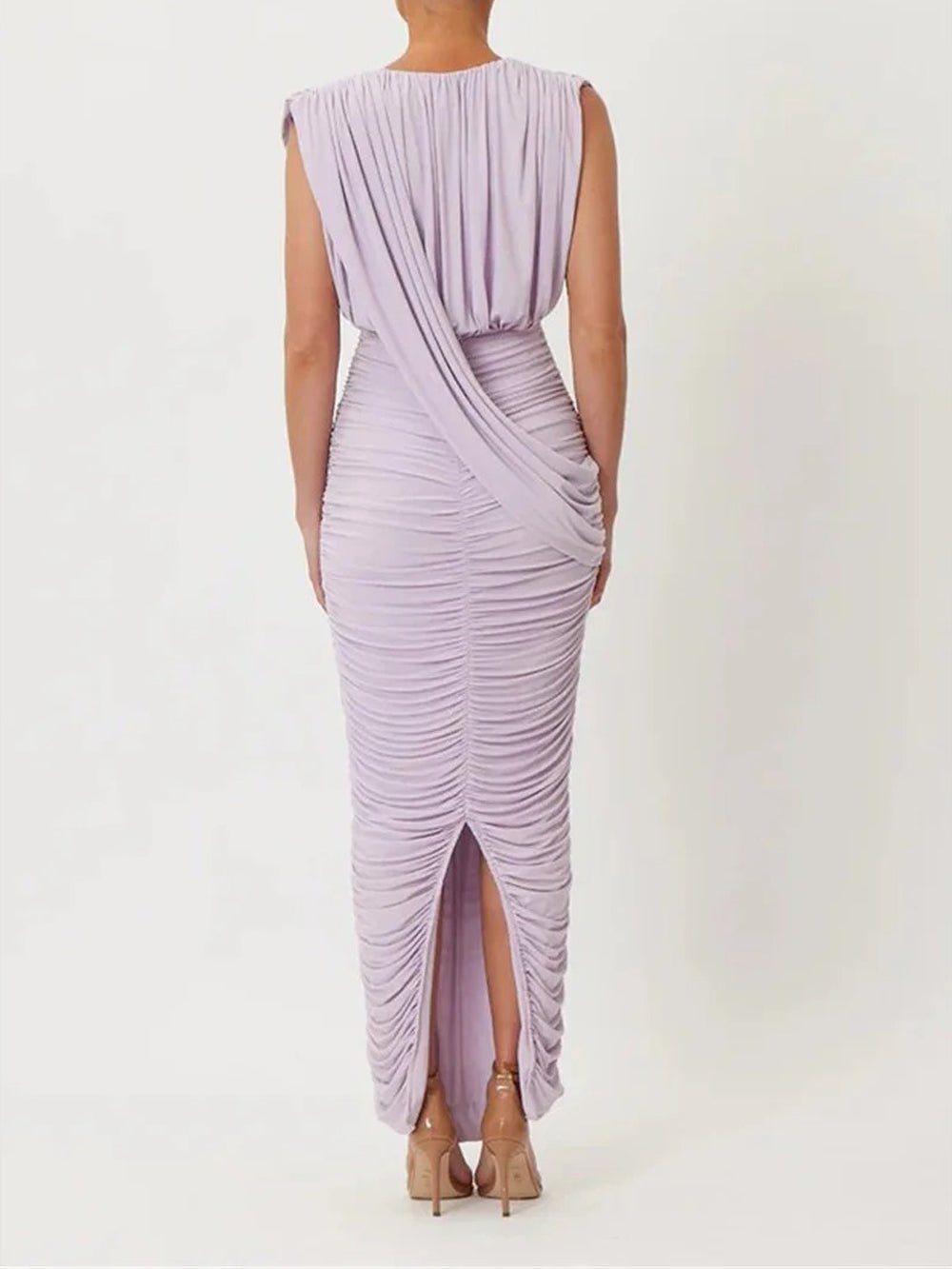 Juliette Ruched Plunge Maxi Dress - Fashion Pov