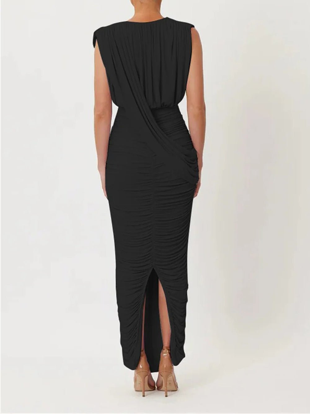 Juliette Ruched Plunge Maxi Dress - Fashion Pov