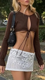 Kaia Tie Front Crop Blouse - Fashion Pov