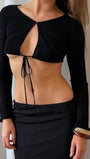 Kaia Tie Front Crop Blouse - Fashion Pov