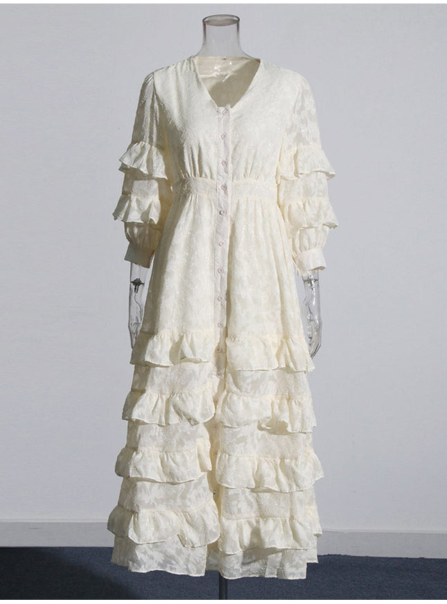 Kaja Ruffle Midi Dress - Fashion Pov