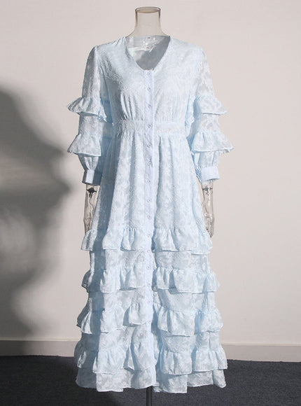 Kaja Ruffle Midi Dress - Fashion Pov