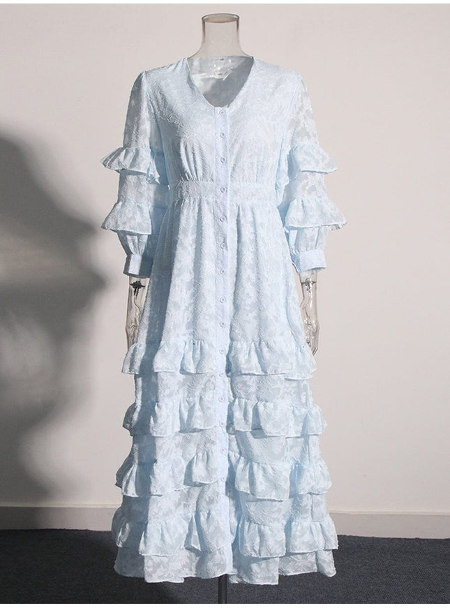 Kaja Ruffle Midi Dress - Fashion Pov