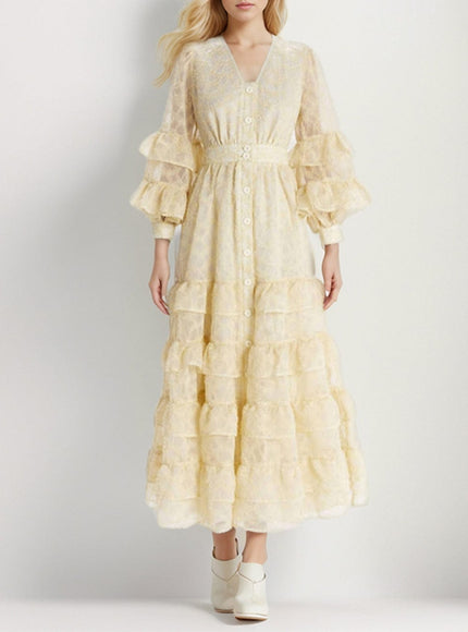 Kaja Ruffle Midi Dress - Fashion Pov