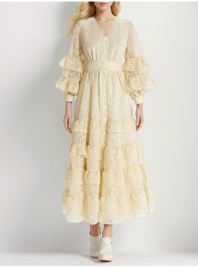 Kaja Ruffle Midi Dress - Fashion Pov