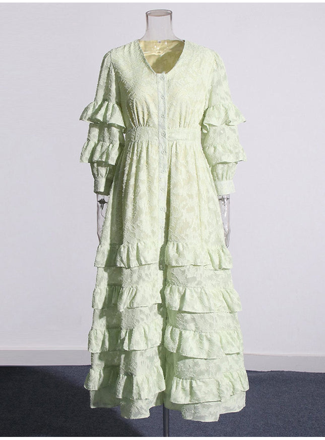 Kaja Ruffle Midi Dress - Fashion Pov