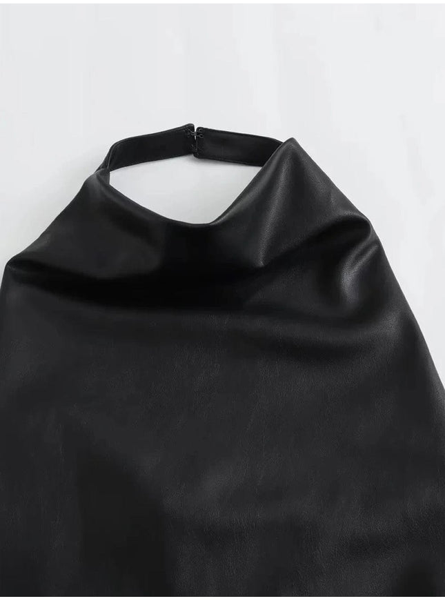 Karis Trend Imitation Leather Mini Dress - Fashion Pov