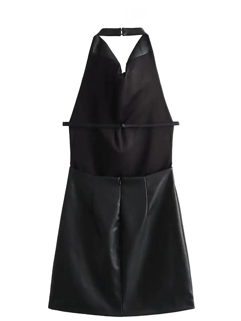 Karis Trend Imitation Leather Mini Dress - Fashion Pov