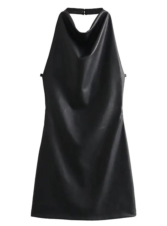 Karis Trend Imitation Leather Mini Dress - Fashion Pov