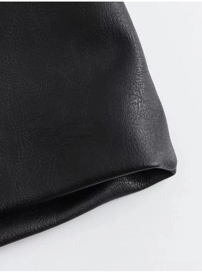 Karis Trend Imitation Leather Mini Dress - Fashion Pov