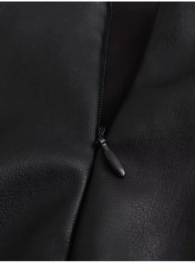 Karis Trend Imitation Leather Mini Dress - Fashion Pov