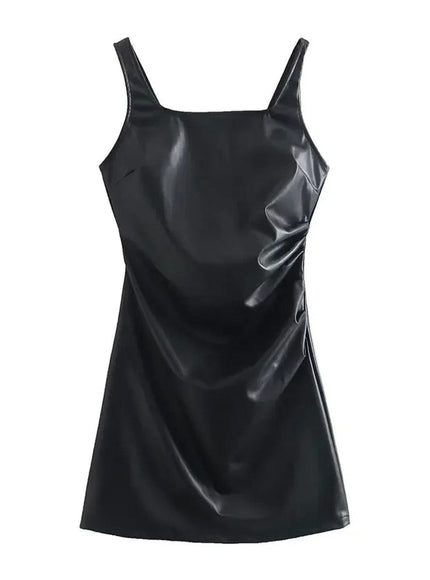 Karisa PU Leather Mini Slip Dress - Fashion Pov