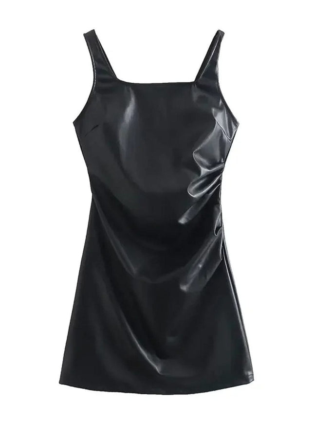 Karisa PU Leather Mini Slip Dress - Fashion Pov