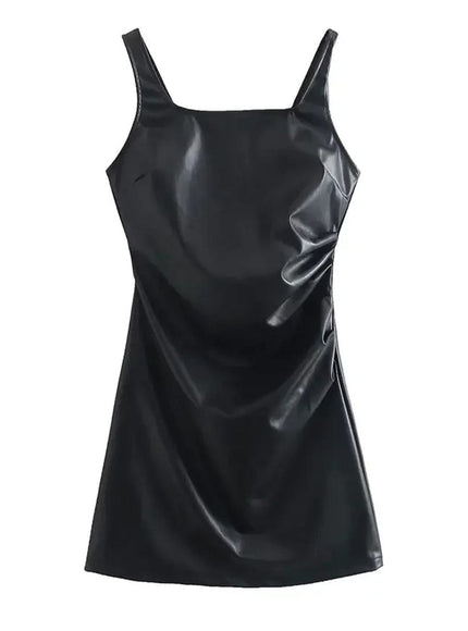 Karisa PU Leather Mini Slip Dress - Fashion Pov