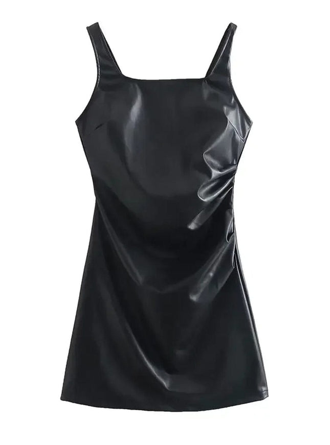 Karisa PU Leather Mini Slip Dress - Fashion Pov