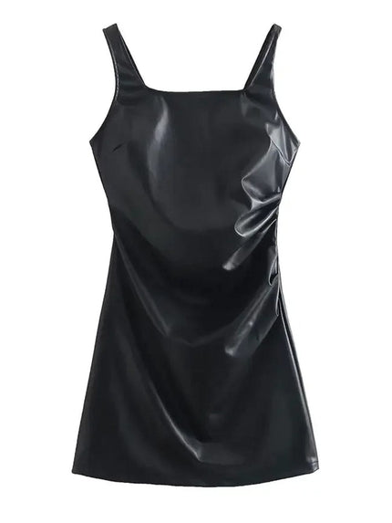 Karisa PU Leather Mini Slip Dress - Fashion Pov