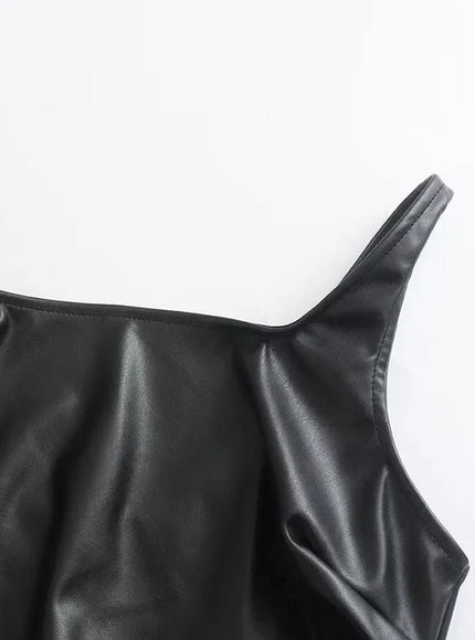 Karisa PU Leather Mini Slip Dress - Fashion Pov
