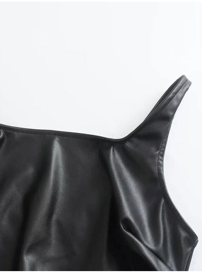 Karisa PU Leather Mini Slip Dress - Fashion Pov