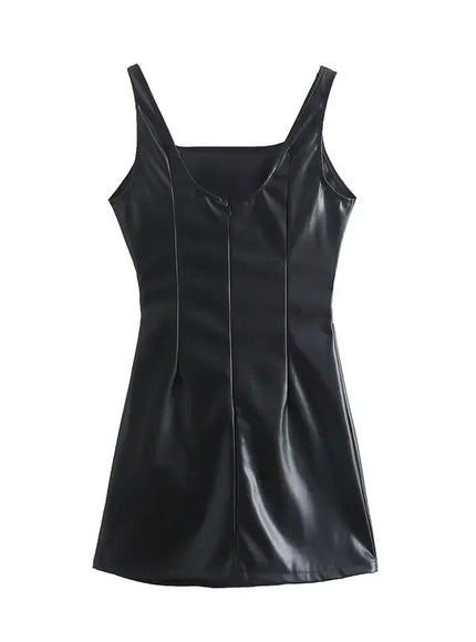 Karisa PU Leather Mini Slip Dress - Fashion Pov
