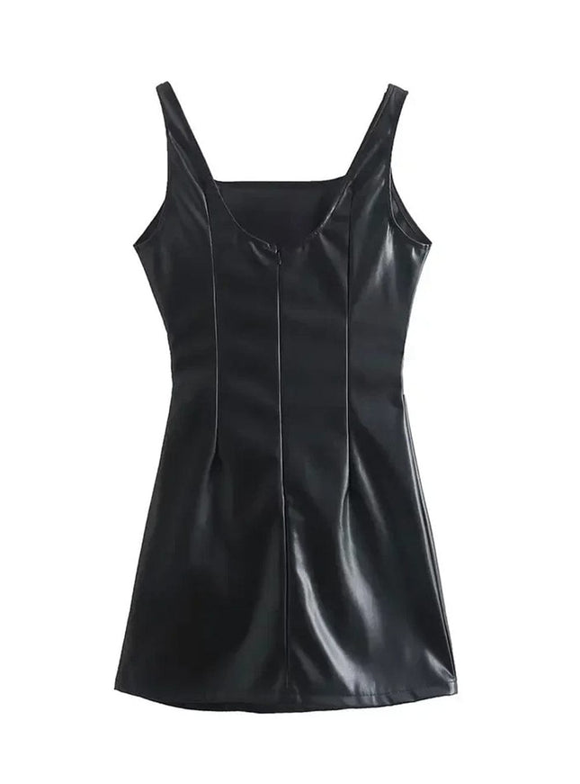 Karisa PU Leather Mini Slip Dress - Fashion Pov