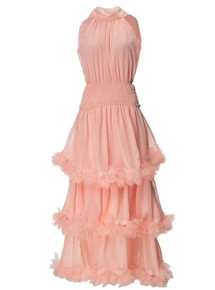 Katie Sleeveless Elastic Ruffle Maxi Dress - Fashion Pov