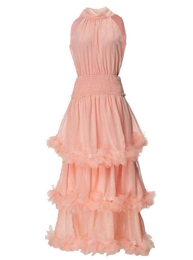 Katie Sleeveless Elastic Ruffle Maxi Dress - Fashion Pov