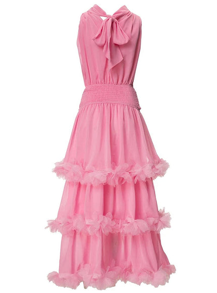 Katie Sleeveless Elastic Ruffle Maxi Dress - Fashion Pov