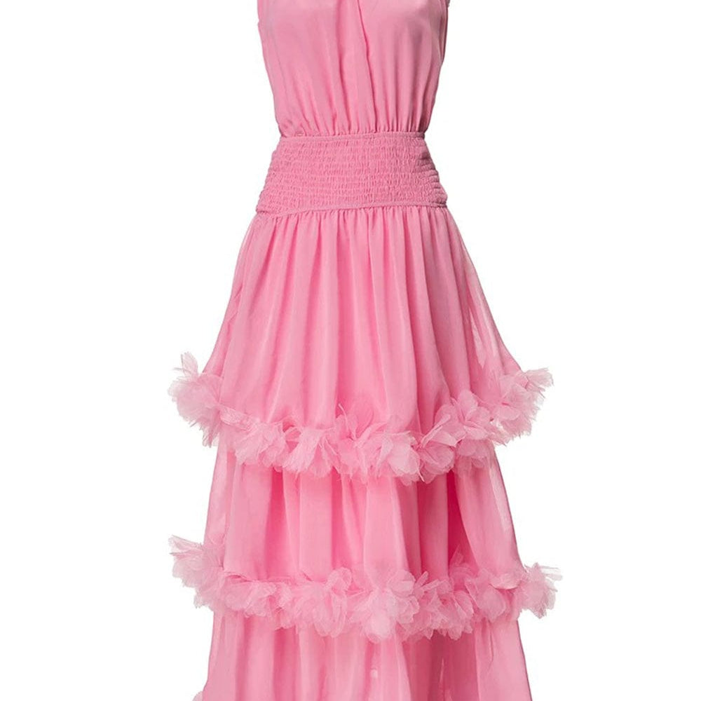 Katie Sleeveless Elastic Ruffle Maxi Dress - Fashion Pov