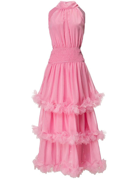 Katie Sleeveless Elastic Ruffle Maxi Dress - Fashion Pov
