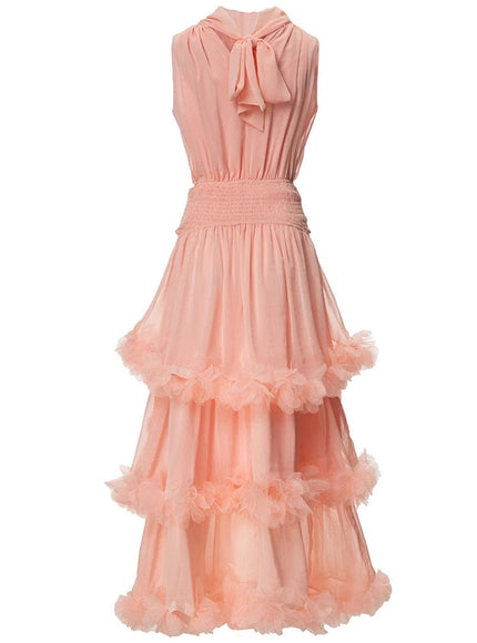 Katie Sleeveless Elastic Ruffle Maxi Dress - Fashion Pov