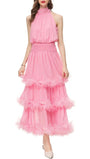 Katie Sleeveless Elastic Ruffle Maxi Dress - Fashion Pov