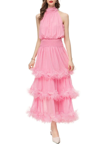 Katie Sleeveless Elastic Ruffle Maxi Dress - Fashion Pov