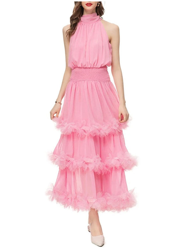 Katie Sleeveless Elastic Ruffle Maxi Dress - Fashion Pov
