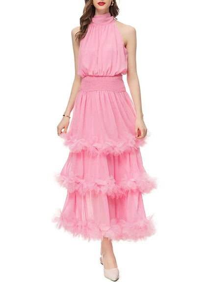Katie Sleeveless Elastic Ruffle Maxi Dress - Fashion Pov