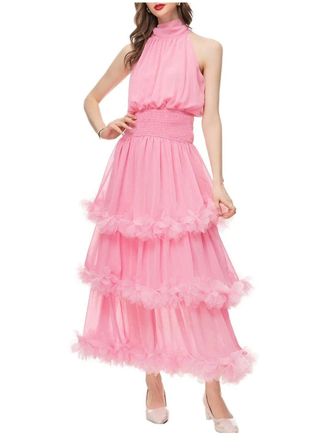 Katie Sleeveless Elastic Ruffle Maxi Dress - Fashion Pov