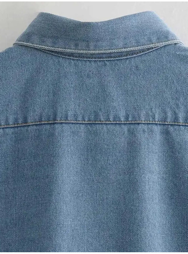 Kiara Cropped Denim Mini Shirt - Fashion Pov