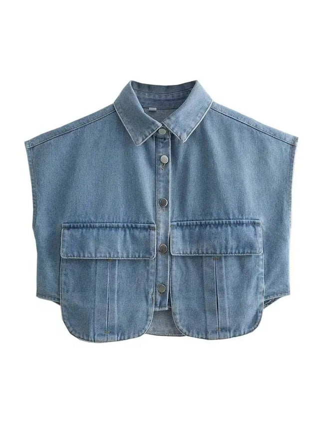 Kiara Cropped Denim Mini Shirt - Fashion Pov