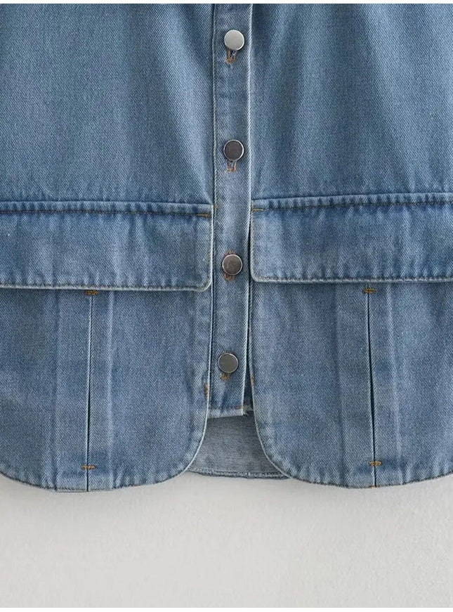 Kiara Cropped Denim Mini Shirt - Fashion Pov