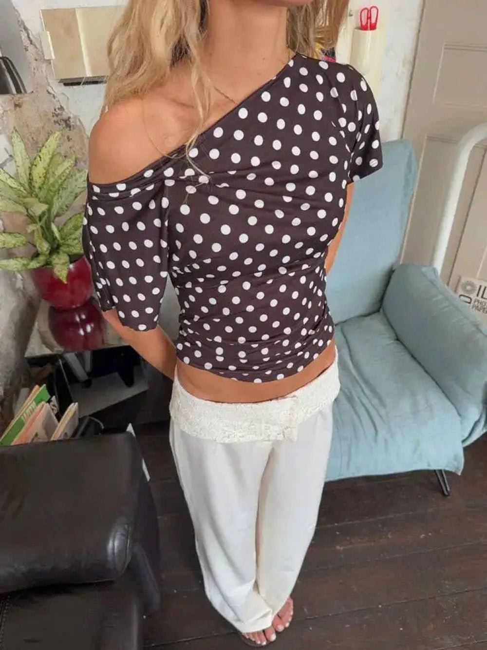 Laney Off - Shoulder Polka Dot Top - Fashion Pov