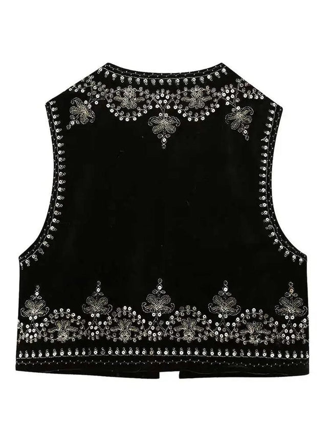 Layla Sequin Floral Vest Top - Fashion Pov