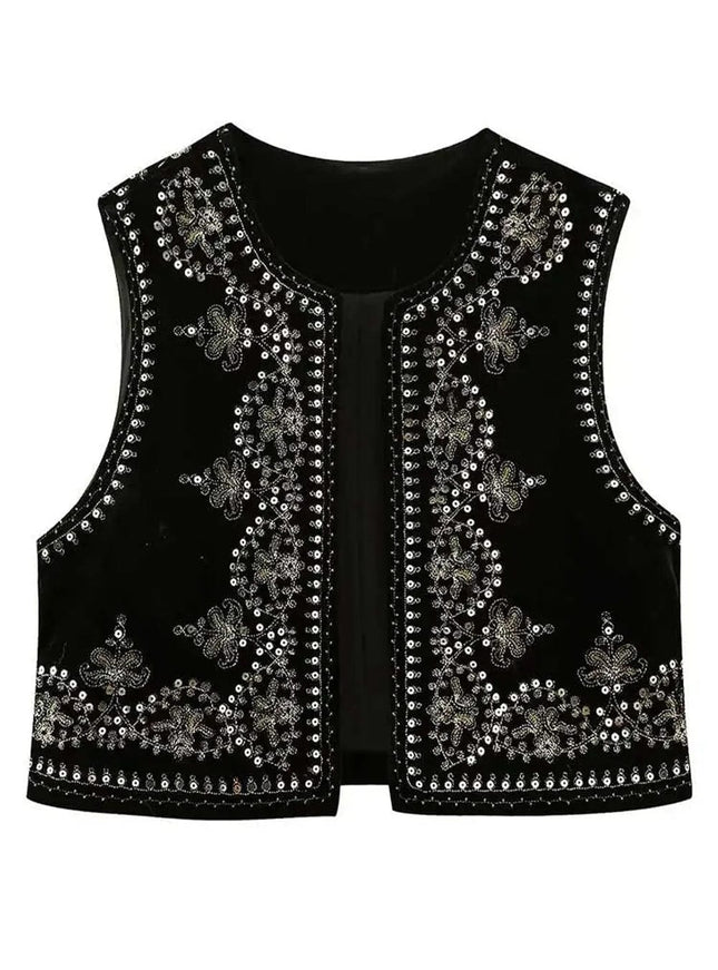 Layla Sequin Floral Vest Top - Fashion Pov